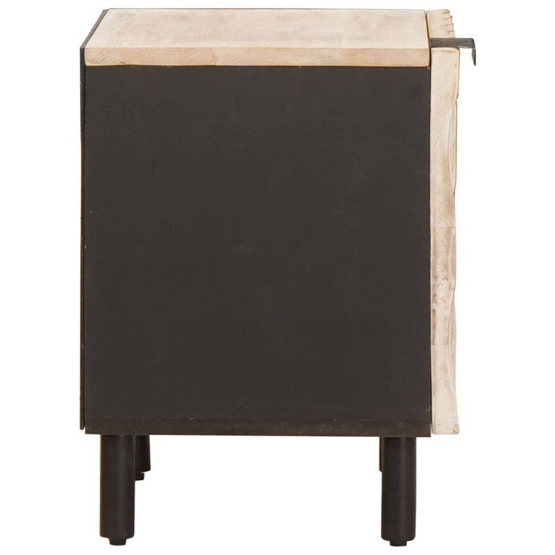 40cm W Solid Wood Bedside Table, White