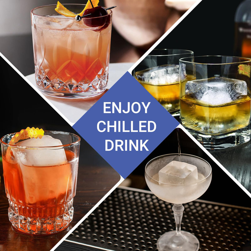 Large Ice Cube Trays For Whiskey:  Big Silicone Ice Cube Trays 2Inch- Huge Square Ice Cubed Tray For Whisky And Cocktail