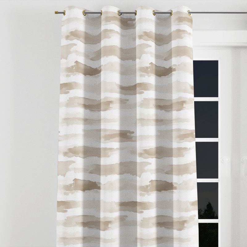 Abstract Room Darkening Curtains - Brown Azor Grommet Curtain - 1 Panel, Gold Grommets, 52" W x 84" L