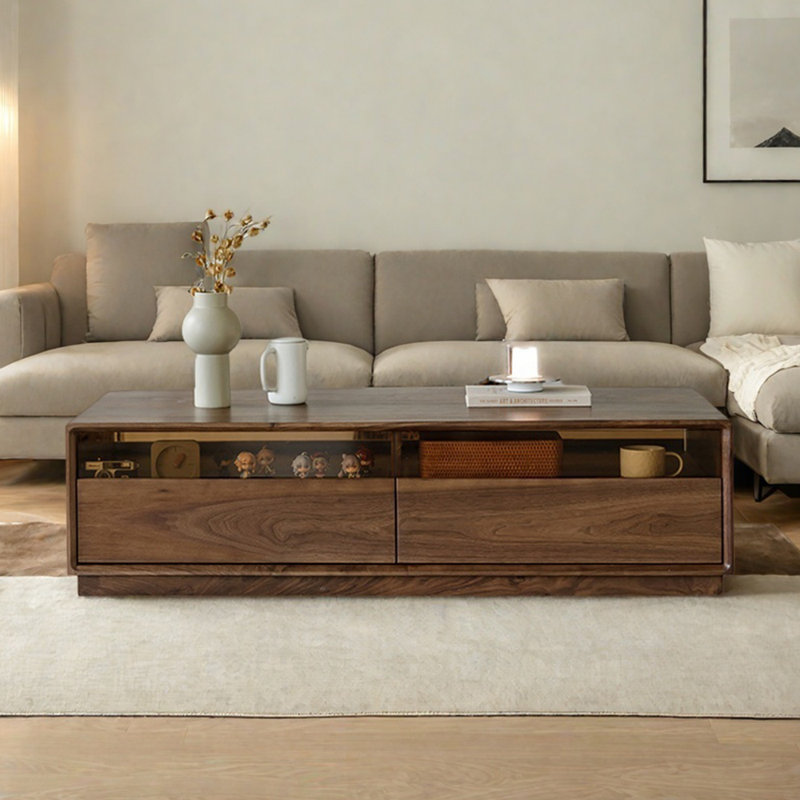 Table de bout en noyer noir entièrement en bois massif, H 14,96 po x L 47,24 po x l 23,62 po