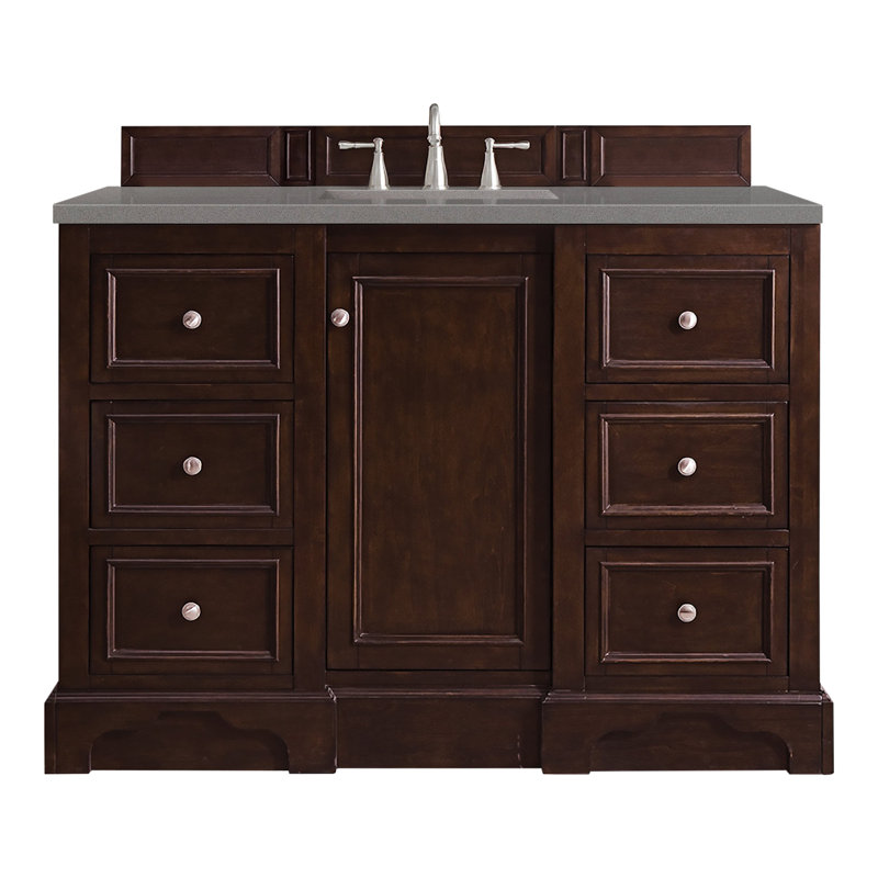 De Soto 48'' W Single Vanity, Bright White, Cala Blue Quartz, 8" Widespread