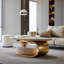 Pre-Assembly 51" Modern Oval Coffee Table, Sintered Stone Top, Gold Base, drawer