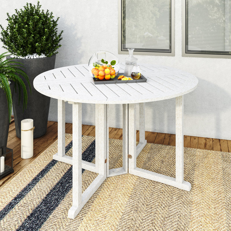 Gwenda Folding Solid Wood Dining Table, White
