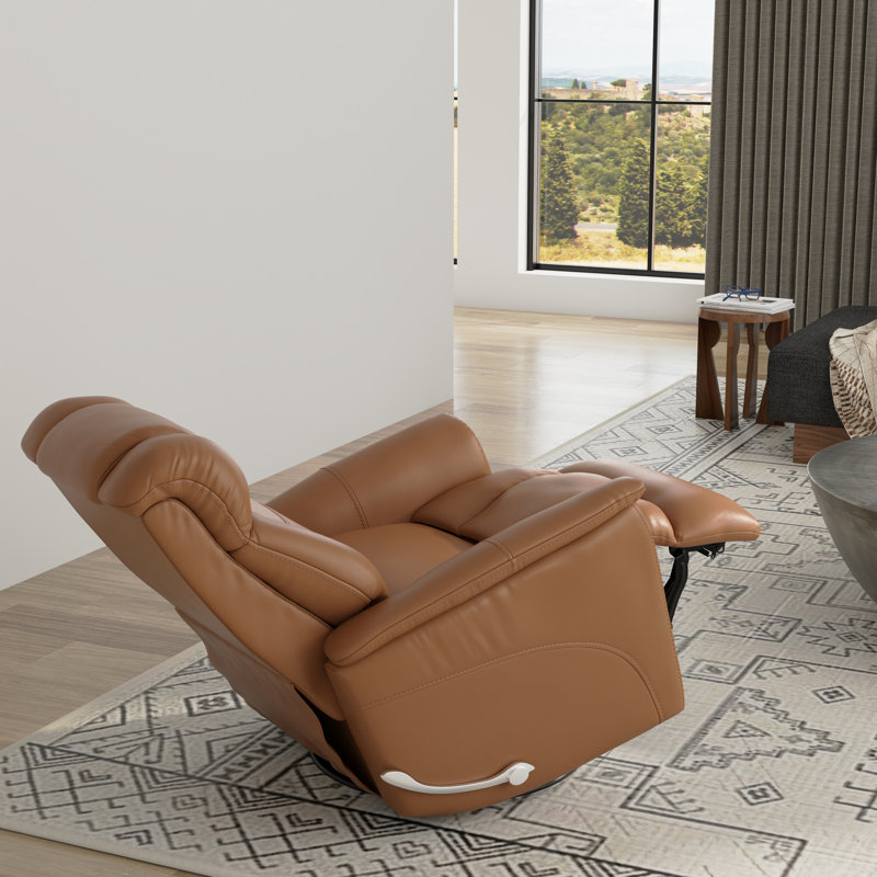 Fauteuil inclinable et oscillant en cuir Oslo avec repose-tête et repose-pieds manuel Oslo, Orange