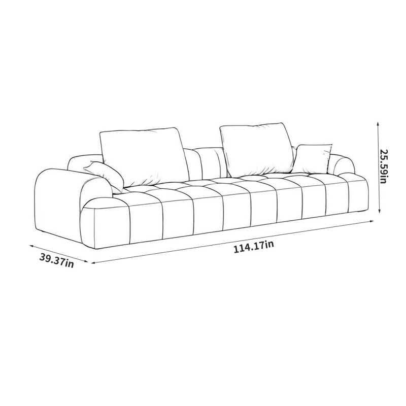 Simple Casual Creative Sofa, Dark gray, 25.59" H x 114.17" W x 39.37" D