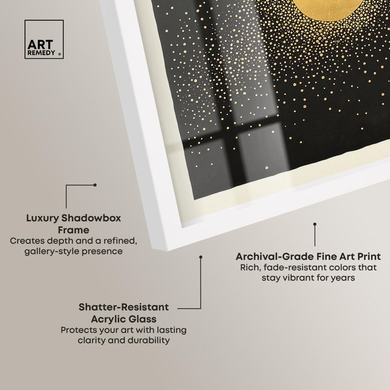 Golden Vortex II Boho Gold Art Shadowbox par Art Remedy, H 31 po x l 31 po, Blanc