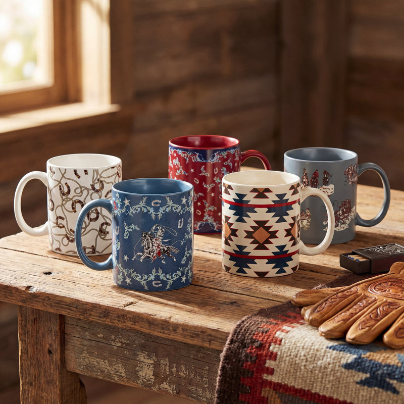 Ensemble de grandes tasses à café 4 pièces Tasha Polizzi, Patchwork Bandana