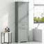 Grande armoire de rangement pour salle de bain, armoire de rangement autoportante avec deux tiroirs de tailles différentes et tablette réglable, panneau de fibres à densité moyenne avec finition peinte, gris-1398252705