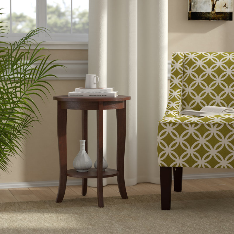 Carbin Round End Table, Mahogany