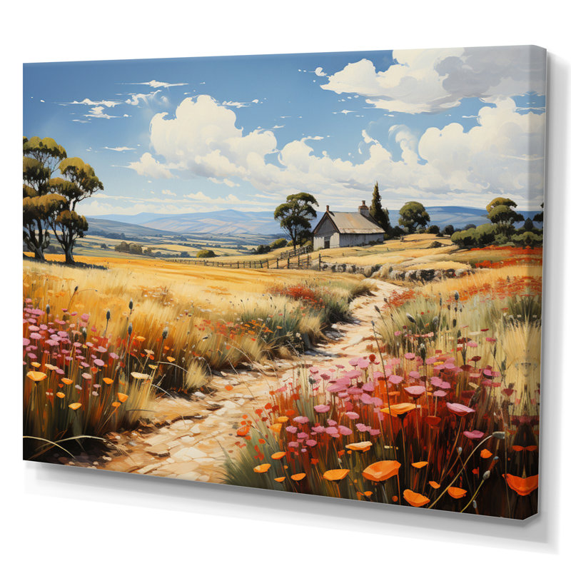 Farm Summer Fauvist Field IV, H 34 po x l 44 po x P 1,5 po, Toile tendue