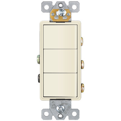Enerlites Triple Rocker Switches - Light Almond