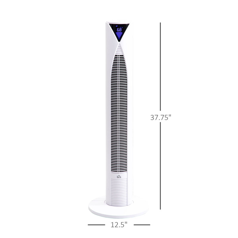 37.75" Tower Fan Cooling For Bedroom With 3 Speed, 12H Timer, Oscillating, LED Sensor Panel, Remote Control, White, White
