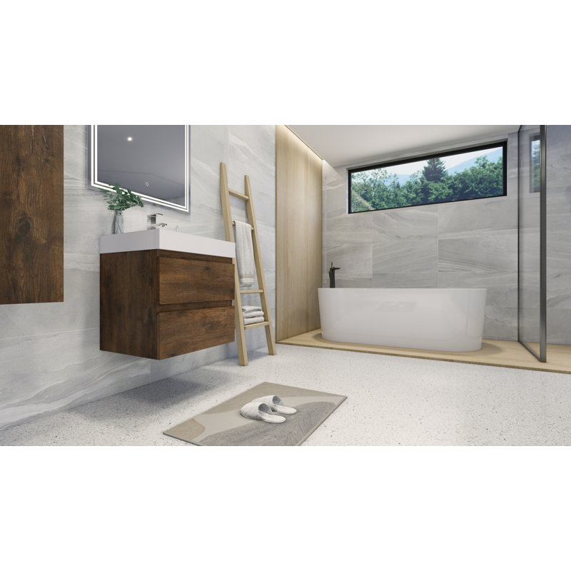 Base de meuble-lavabo simple 24 po mural seulement, Bois de rose