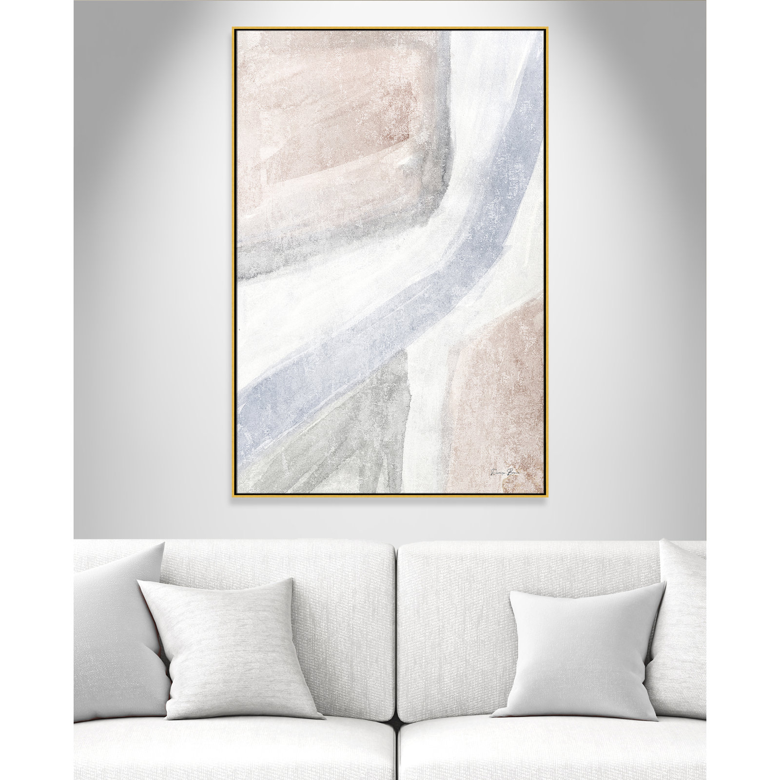 Helmsford "Soften 1" Painting, 61.5" H x 41.5" W x 2" D, Gold