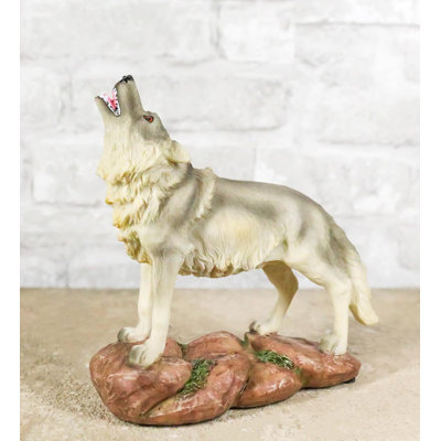 Forest Woodlands Mystical Alpha Gray Wolf Howling To The Moon Figurine 6" L