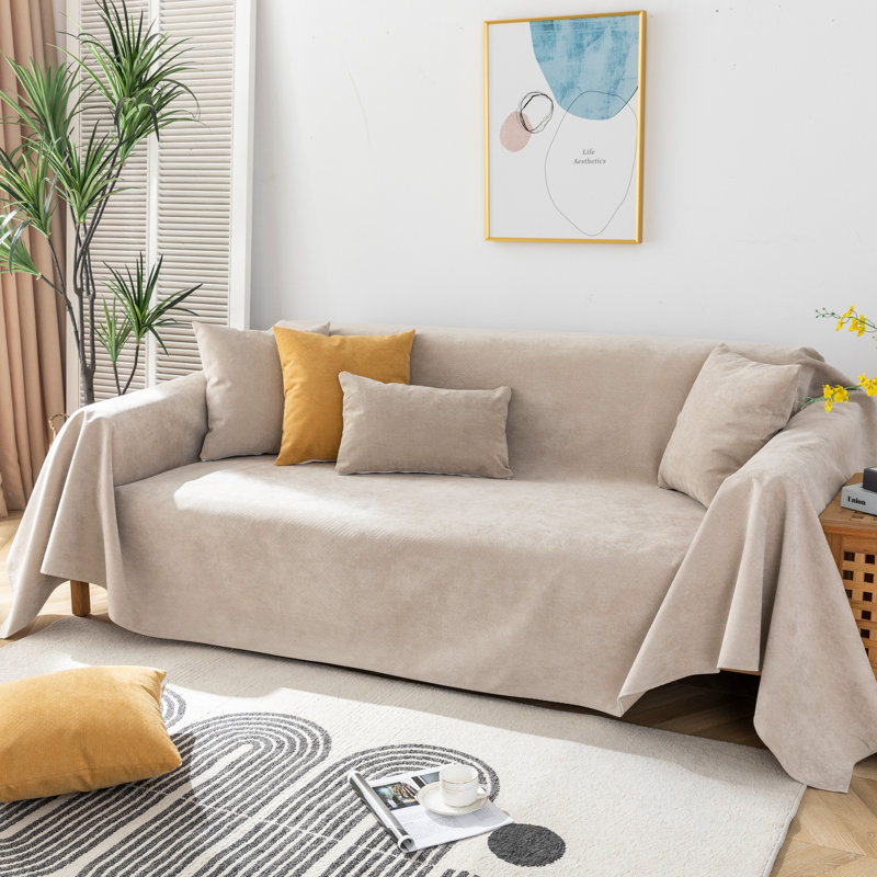 Pet-Friendly Waterproof Polyester Couch Cover, 71" H x 134" W x 0.2" D, Khaki Polyester