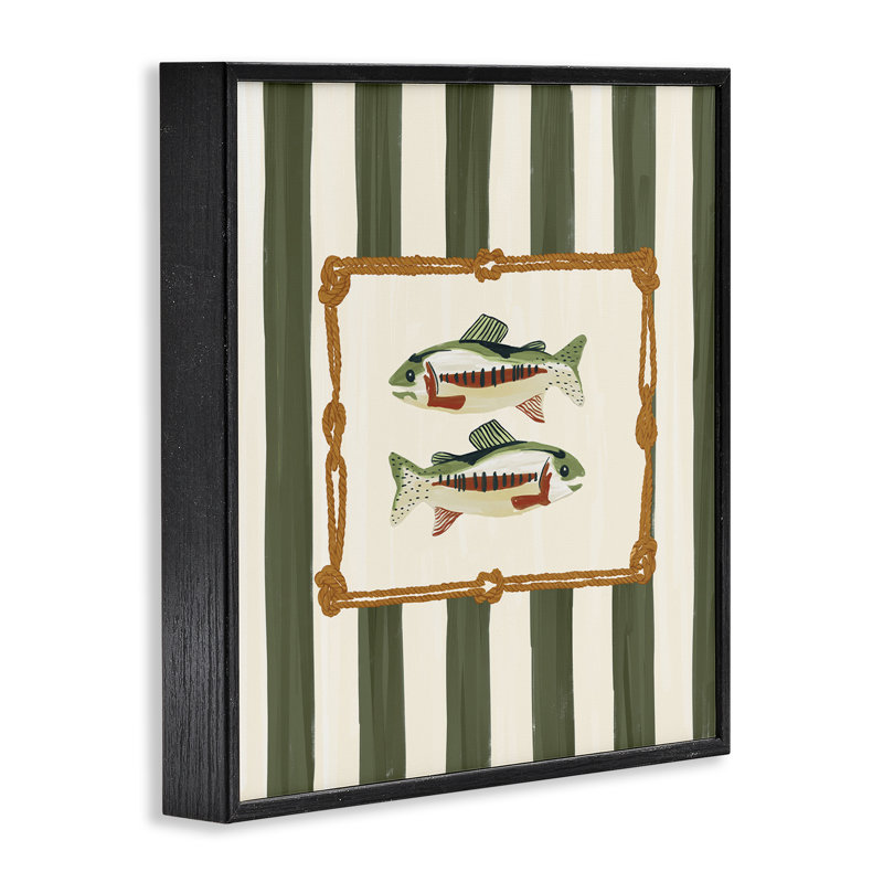 Poisson maritime avec bordure en corde, estampe numérique, design par Veronica Lara, H 24 po x l 24 po