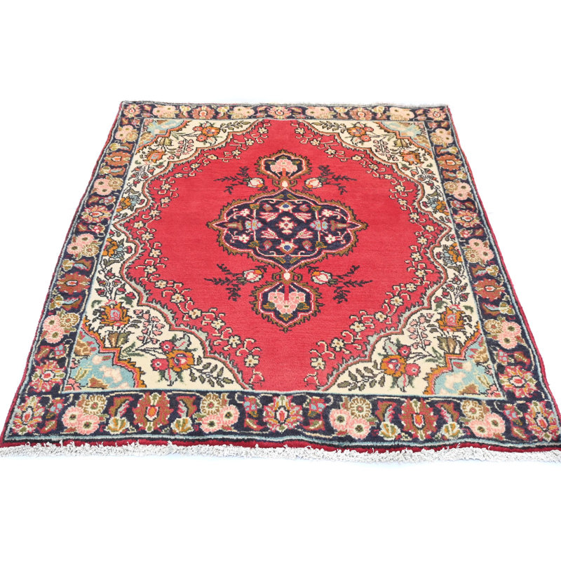 Tapis oriental rouge unique 4X5 One-of-a-Kind