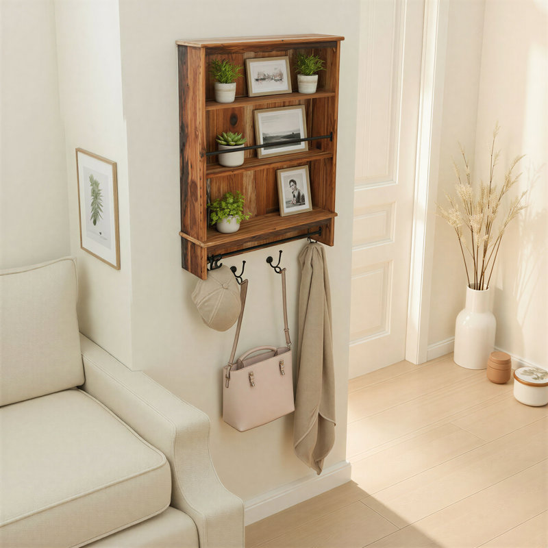 Tablette murale rectangulaire en bois