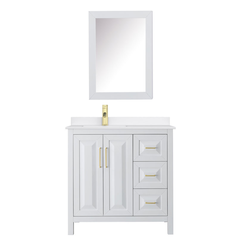 Daria 36'' W Vanity, White, Brushed Gold, Giotto Quartz