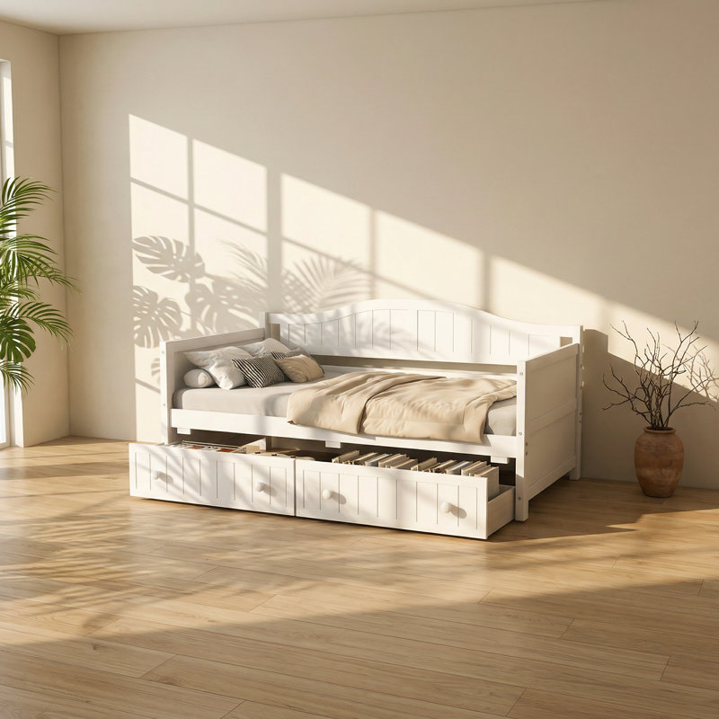 Chelmsford 78-Inch 77.95" W x 42.3" D x 37.8" H Solid Wood 2-Drawer Twin Daybed