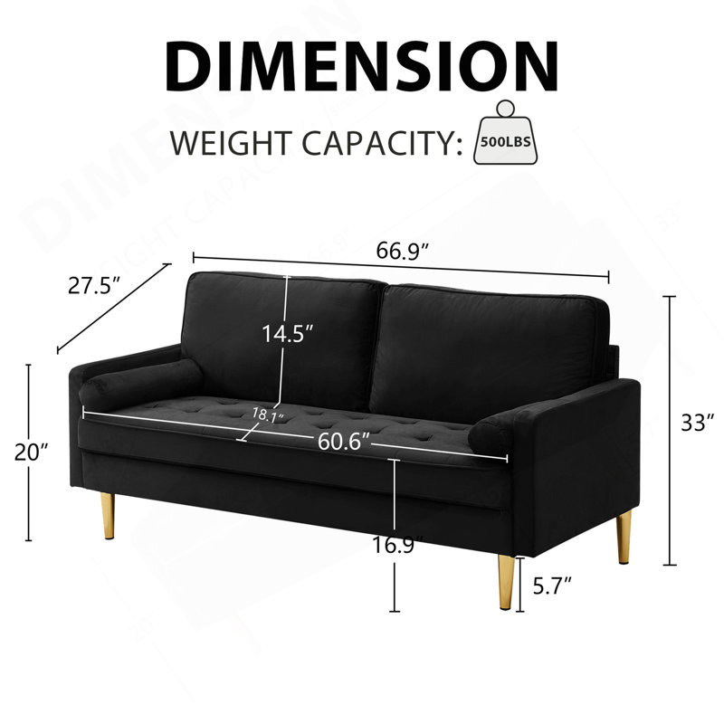 Velvet  Sofa 65 inch