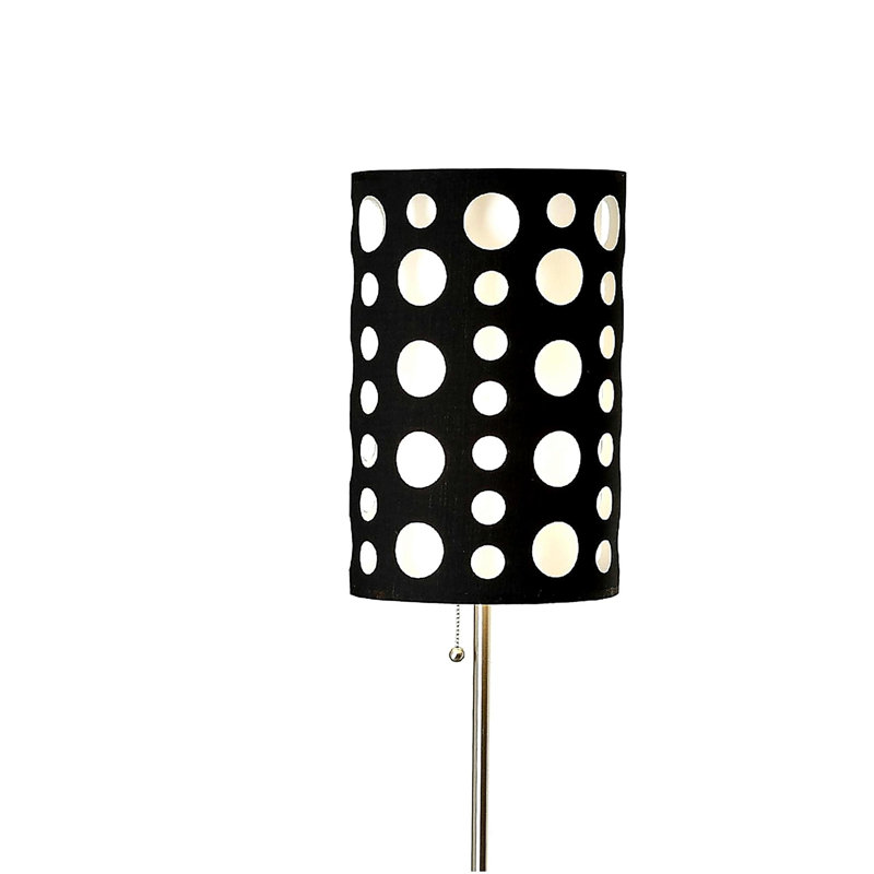 66 inches high metal floor lamp, black and white shade retro design, Black, White/Black