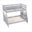Lit superposé plateforme en bois massif, lit simple gris doux sur lit double avec garde-corps de sécurité, idéal pour chambre de jeunes