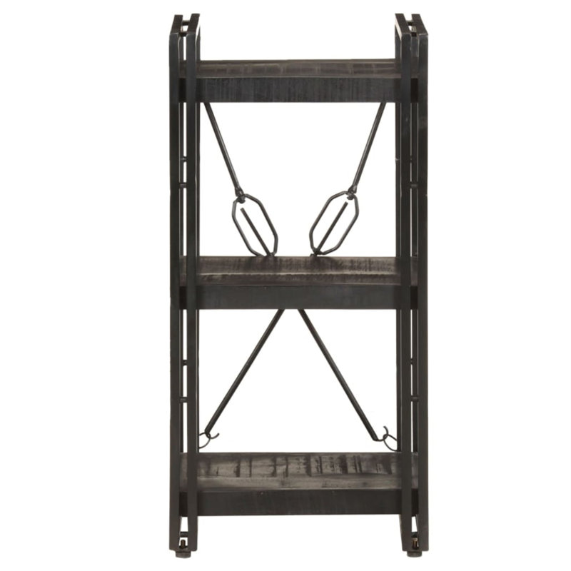 Bibliothèque en bois de manguier massif, Noir, H 31,5 po x l 15,75 po x P 11,81 po