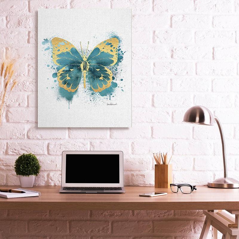 «Butterfly Wings», peinture à l'aquarelle bleue abstraite par Amanda Greenwood - impression d'art graphique, Toile tendue