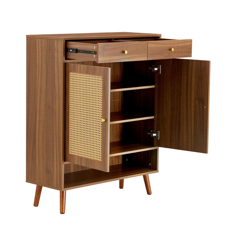 Armoire à chaussures 34,7 po x 13,7 po x 43 po multifonctionnelle de couleur noyer moderne et minimaliste - se fond parfaitement dans les maisons de style nordique et industriel
