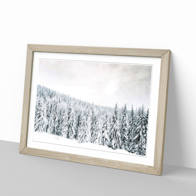 Winter Trees - Single Picture Frame Painting on MDF, 45cm H x 63cm W x 2cm D, Oak Framed