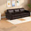 Canapé-lit multifonctionnel en cuir, design convertible 3-en-1, brun foncé
