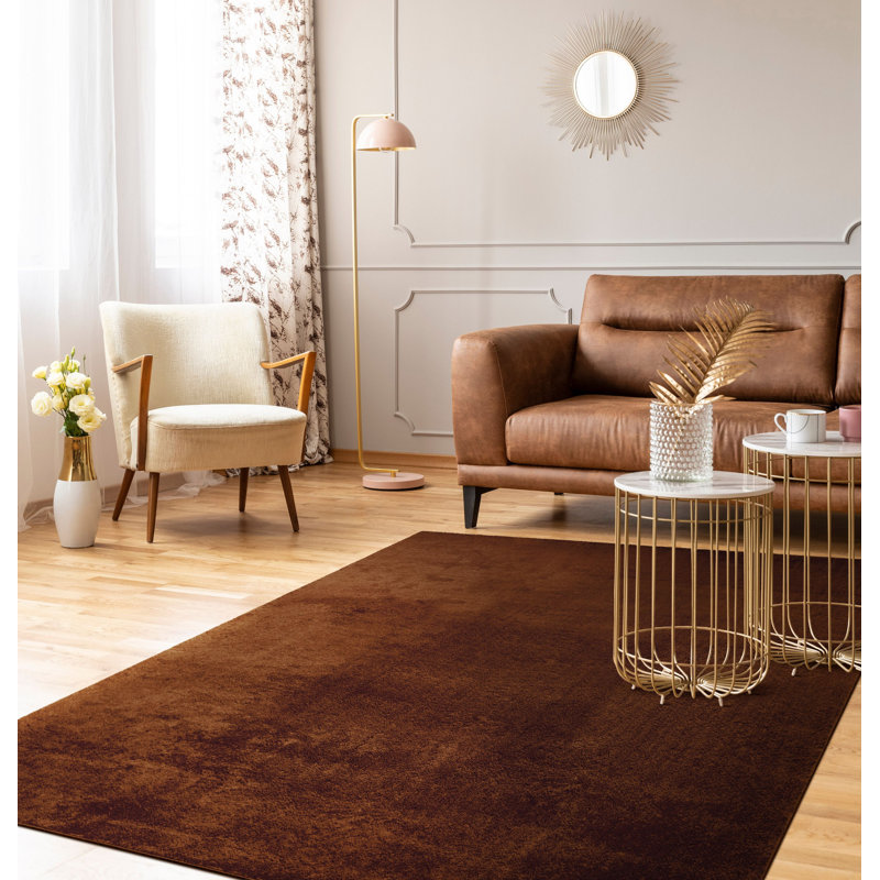 Soft Area Rug Cozy Low-Pile Rug Anti-Slip Solid Color Washable, Rectangle 3'11" x 5'7", Cooper