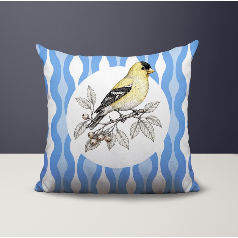 Oreiller réversible intérieur / extérieur Yellow Finch, 18 x 18, Bleuet des champs