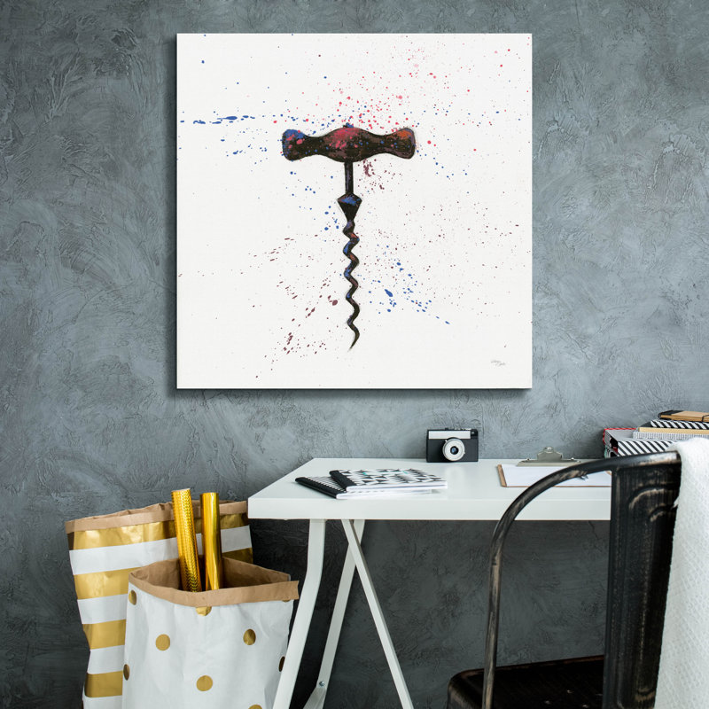 «Wine Splash Corkscrew 1» par Wellington Studio, art mural sur toile, 37 po x 37 po, H 26 po x l 26 po x P 1,5 po