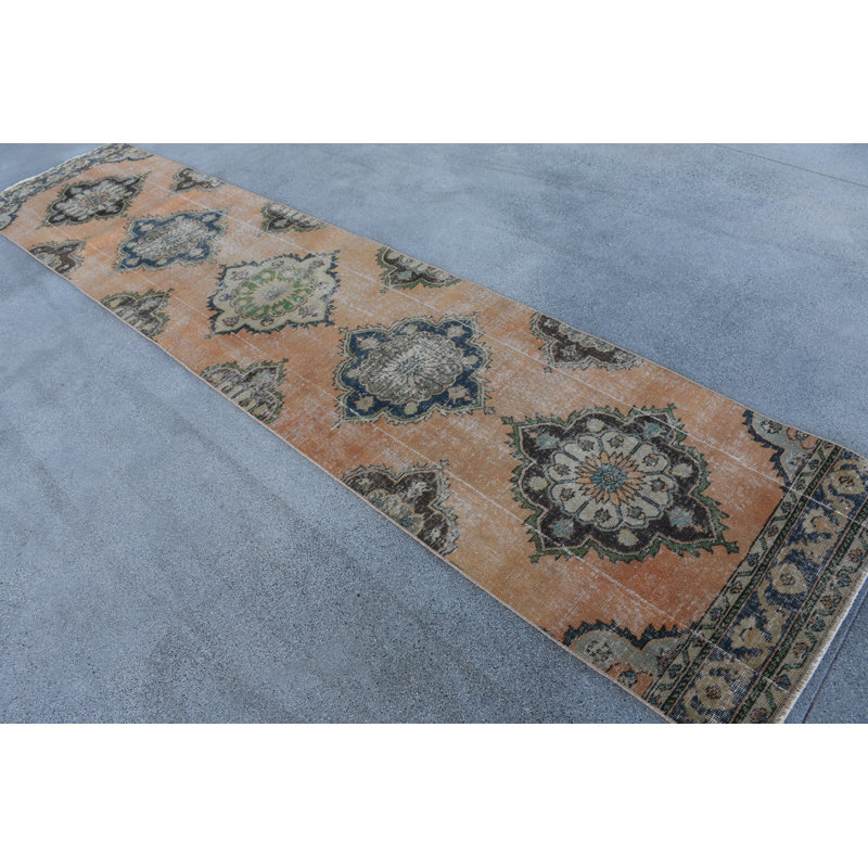 33.1x150 Inch Runner Rug, Vintage Geometric Pattern Rug