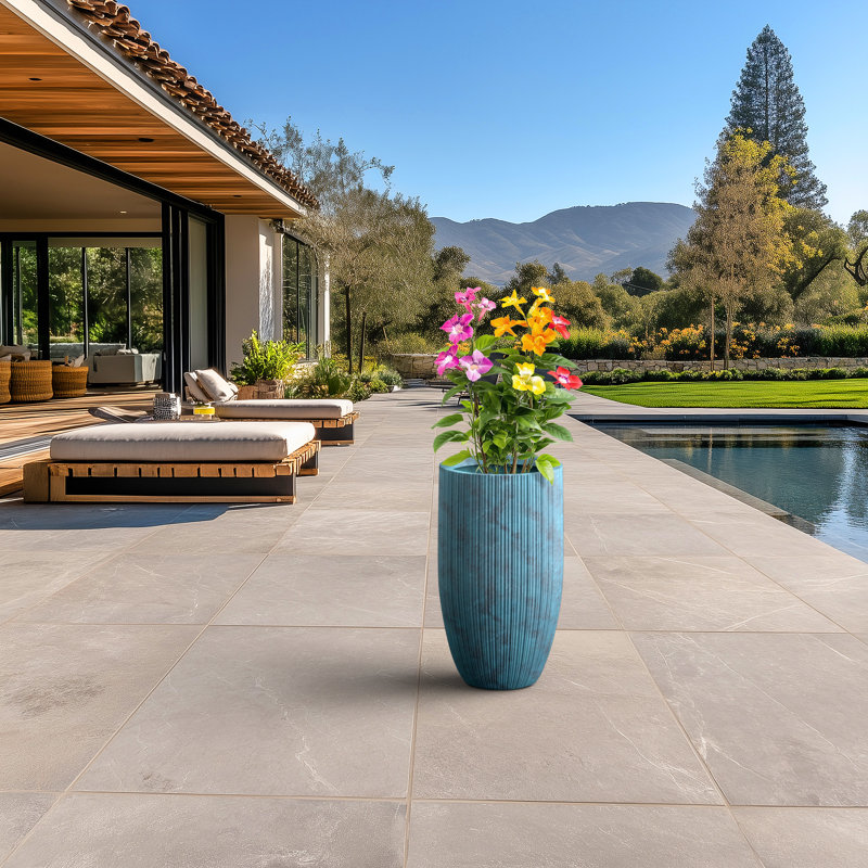 14 po Grand pot à fleurs rond avec trous de drainage, Blanc (intérieur de qualité supérieure)