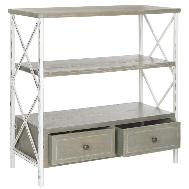 Console en bois massif 33,9 po Evangelyne, Français gris / fumée blanche