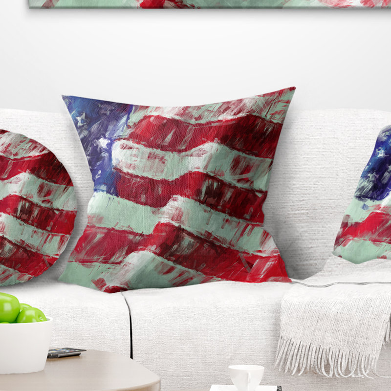 Drapeau des États-Unis, art abstrait - impression de cartes et de drapeaux, 16 po x 16 po, Carré