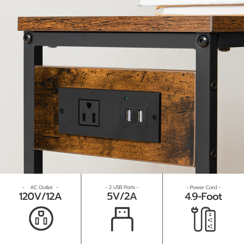 Narrow Console Table With Power Outlets, 29.5" Small Entryway Table With Charging Station, Thin Sofa Table, Side Table, For Hallway, Bedroom, Living Room
