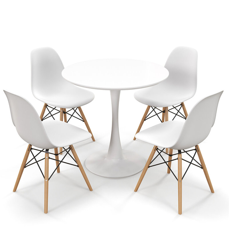 Keimari 4 - Person Pedestal Dining Set, White