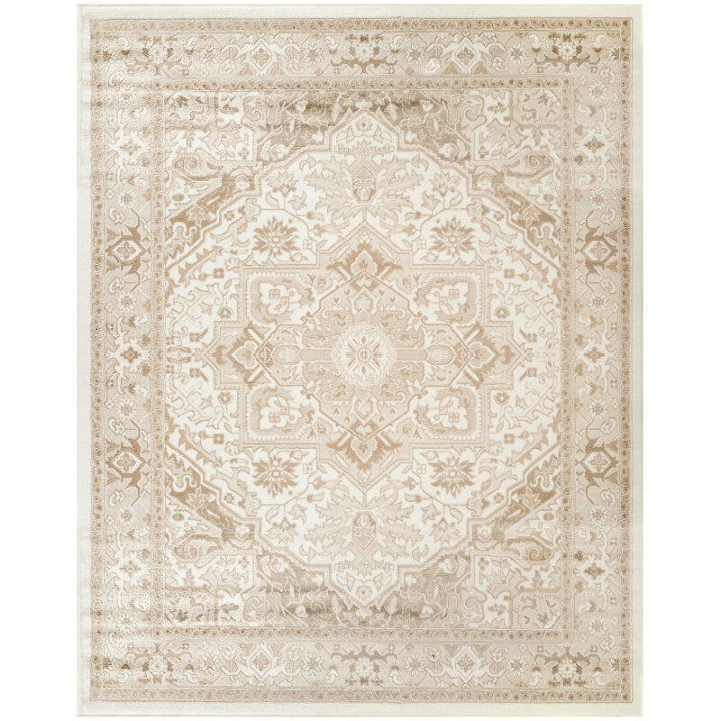 Tapis taupe ivoire rétro 7 pi 10 po x 9 pi 10 po Lafever, Rectangle 7 pi 10 po x 9 pi 10 po
