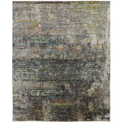 Hand Knotted Area Rug in Gray
