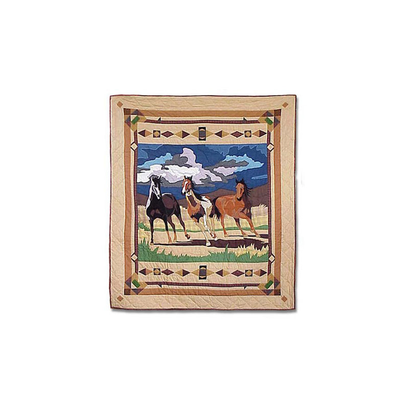 Wild Horses Quilted Throw Blanket