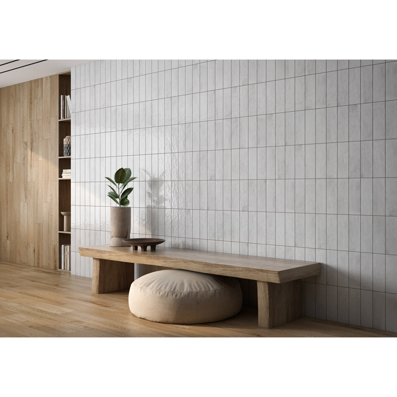 Aura Glossy Subway Ceramic Wall Tile 4x12 - Ideal for backsplashes, accent walls and decorative features, White