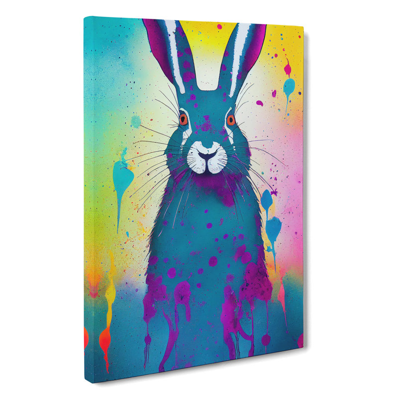 Painted Hare No.3 Abstract - Wrapped Canvas, 60cm H x 40cm W x 3cm D