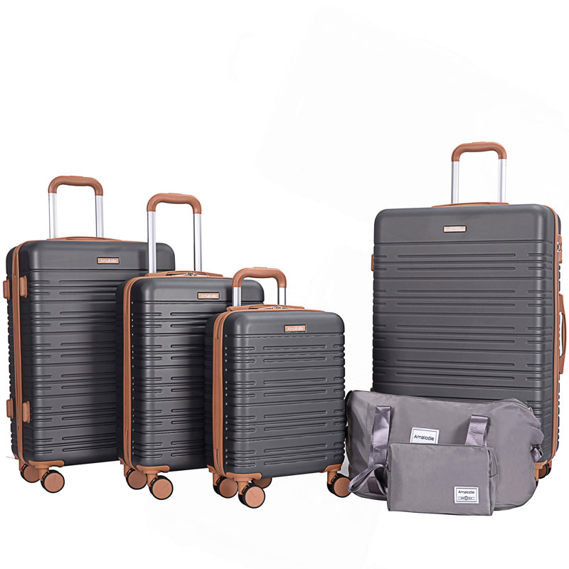 Ensemble de 6 valises, valise rigide de voyage en ABS avec serrure TSA