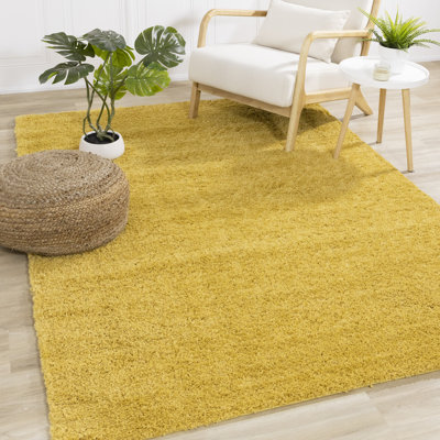 Tapis intérieur ton sur ton / jaune uni, moderne et contemporain 8 pi x 11 pi (7 pi 10 po x 10 pi 6 po) Branch Living - salon, chambre à coucher, salle à manger et cuisine