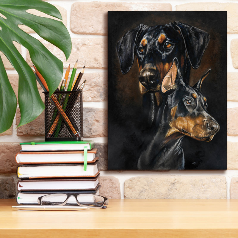 «Karleah Doberman Pinscher 2 on Canvas» par Barbara Keith, reproduction, H 16 po x l 12 po x P 0,75 po